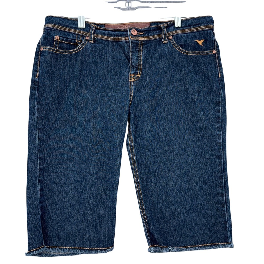 Grane Dark Wash Denim Bermuda Shorts Raw Hem Hummingbird Junior Size 13